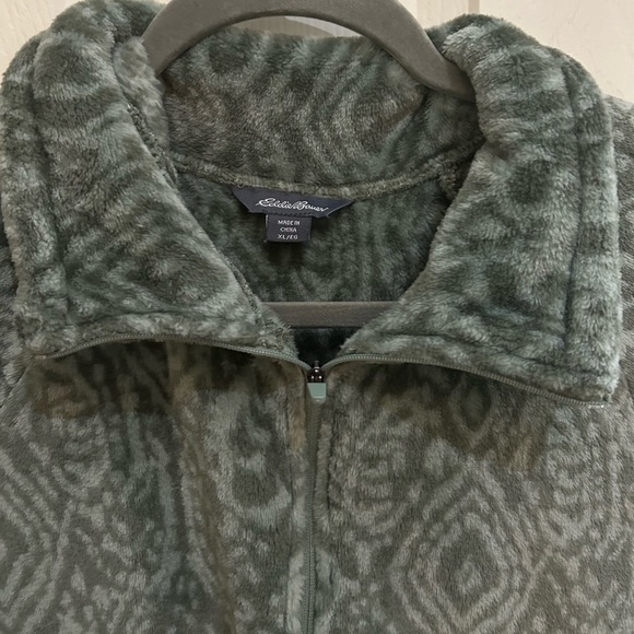 Vintage Eddie Bauer Green Patterned Super Soft Fleece Jacket - Picture 3 of 7